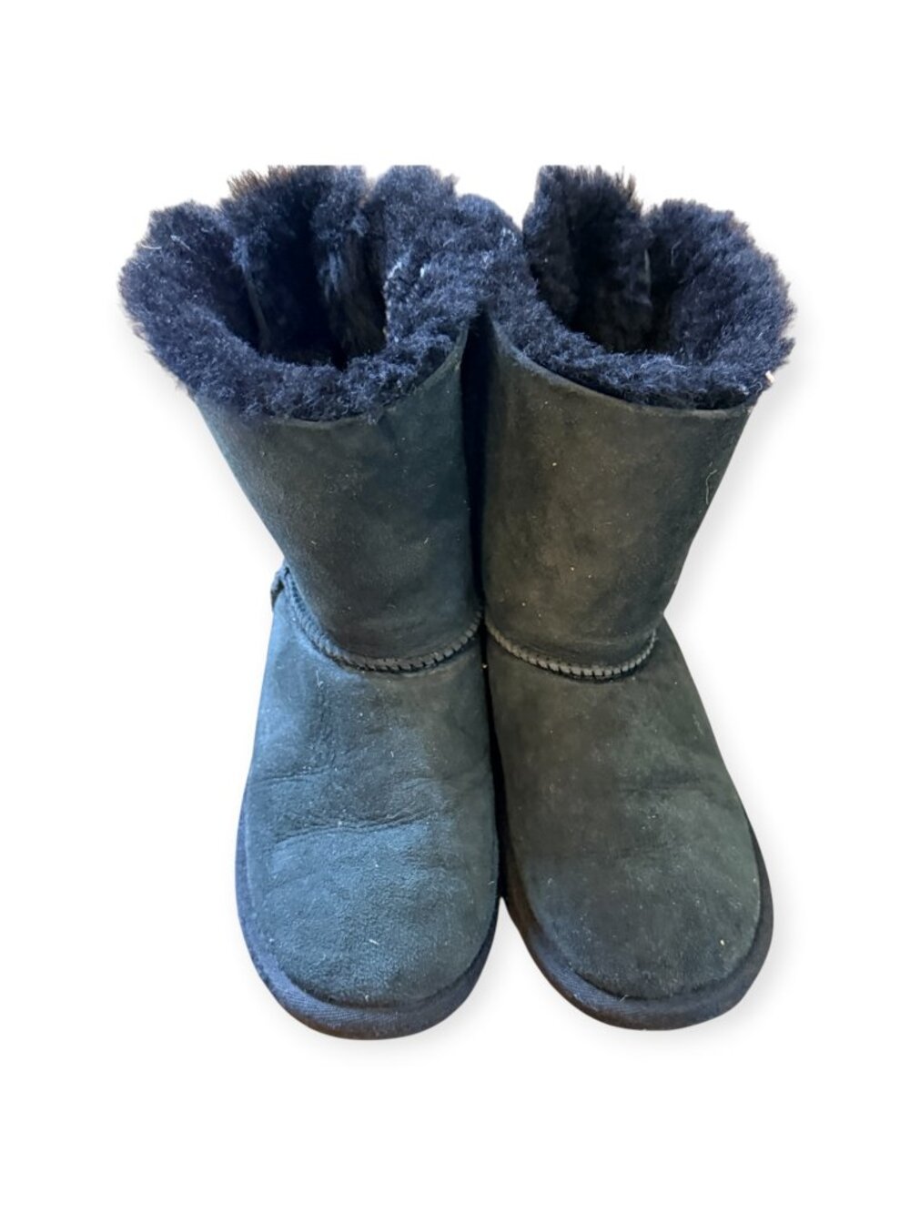 UGG Kids Black Bailey Bow Suede Shearling Boots Size 3